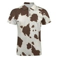 thumbnail image 4 of Brown Cowhide Leather Men Zipper T-shirt Summer Casual Short Sleeve T-shirt Top, 4 of 7