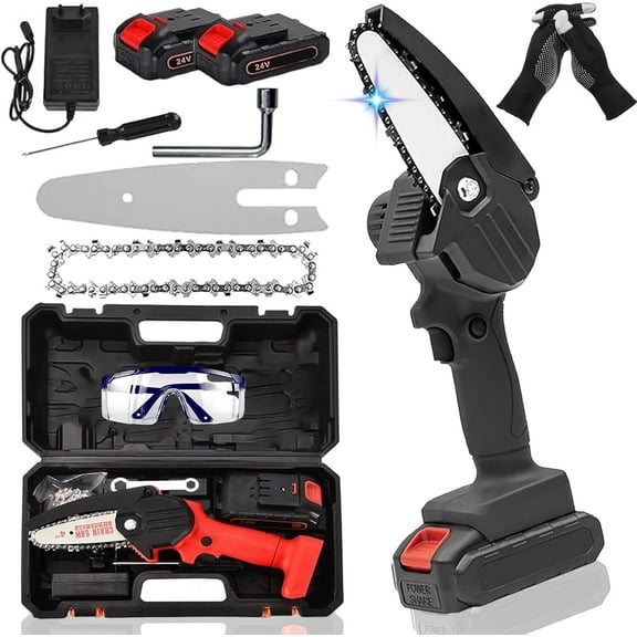 Wood Ranger Mini Chainsaw, Portable WoodRanger Mini Cordless Chainsaw, One-Hand Handheld 4 Inch Mini Chain saw with 2 Batteries, Yard, Home and Garden, Wood Cutting