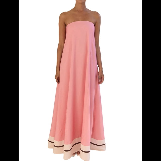 Vestido de Verano para Mujer, Estilo Tubo, Estilo Y2K, con Estampado Floral, Sin Tirantes Ni Espalda Descubierta, Informal, para Playa y Vacaciones. Rayas Rosas M