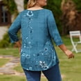 thumbnail image 4 of Ounisa Womens Plus Size 3/4 Sleeve T Shirt Crew Neck Printed Pullover Loose Fit Casual Fashion Trendy Tops XL-5XL, 4 of 6