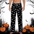 thumbnail image 2 of Tisuna Halloween Pajamas Pants For Mens Bat Print Elastic Waist Bottom Casual Sleepwear Pants Fashion Theme Party Bedtime Wear Trousers Size L, 2 of 5