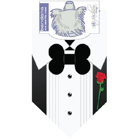 - Dog Fashion Living- Tuxedo With a Rose Dog Bandana