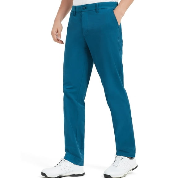 Mens Plain Front Golf Pants Classic Tapered Relaxed Fit Lightweight Breathable