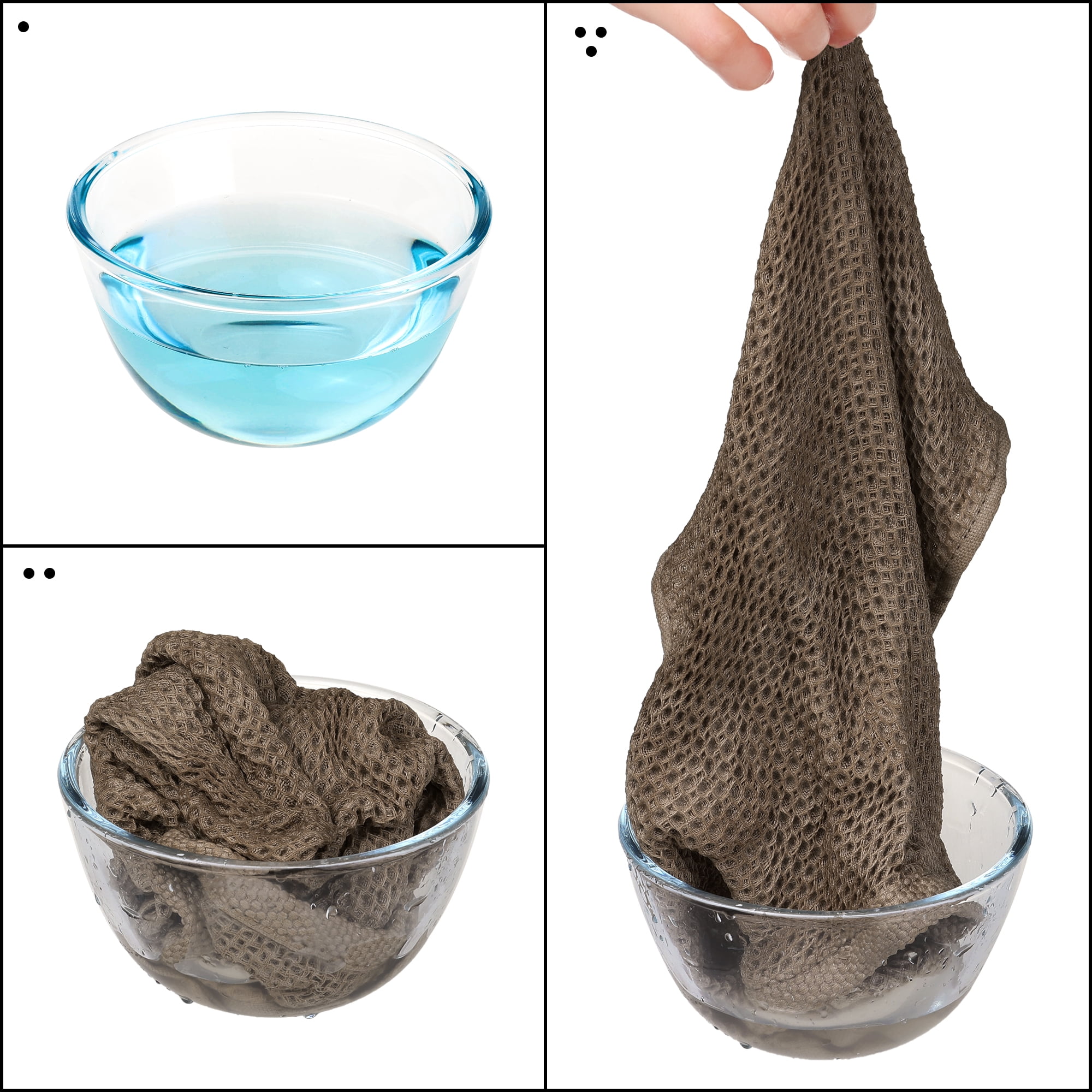 Unique Bargains Cotton Double-Sided Waffle Weave Absorbent Kitchen Dish Towels 14"x14" Brown