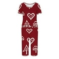 thumbnail image 5 of Tnhcen Women's 2 Pieces Christmas Print Pajamas Set Plus Size Short Sleeves Tops Sleepwear with Capri Pants Ladies Festival Fun Nightwear Lounge Home Clothes S-3XL, 5 of 5