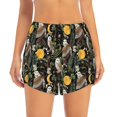thumbnail image 2 of Balery Owls And Plants Pantalones cortos deportivos para mujer con forro y dos bolsillos, elásticos, para entrenamiento, gimnasio, yoga-Small, 2 of 7