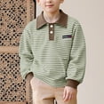 thumbnail image 4 of dazeni Boys Fall Half Button Henley Shirts Striped School Uniform Shirts Casual Long Sleeve Collared Golf Shirts, 4 of 9