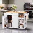 thumbnail image 3 of Aiho Rolling Island Table with Storage, 41.2" W Kitchen Island on Wheels with Drop Leaf & Spice/Towel Rack & Adjustable Shelf, Perfect for Kitchen, Living Room, White, 3 of 11