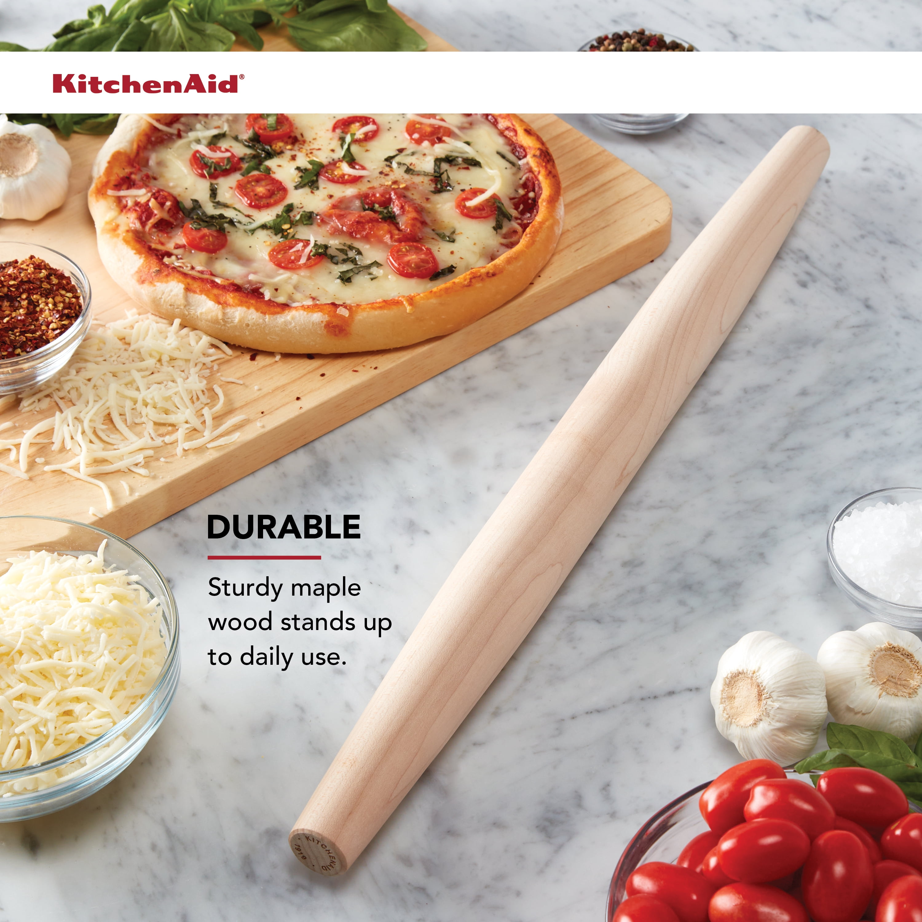 Kitchenaid 22-inch Maplewood French Rolling Pin in Light Wood Color
