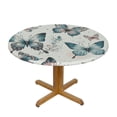 thumbnail image 3 of PIKWEEK  Blue Pink Butterfly Round Tablecloth, Fitted Table Cover with Elastic  Round Tables, Spring Watercolor Butterfly Table Cloth Outdoor Indoor Dinning Party Waterproof Tablecloths, 3 of 7