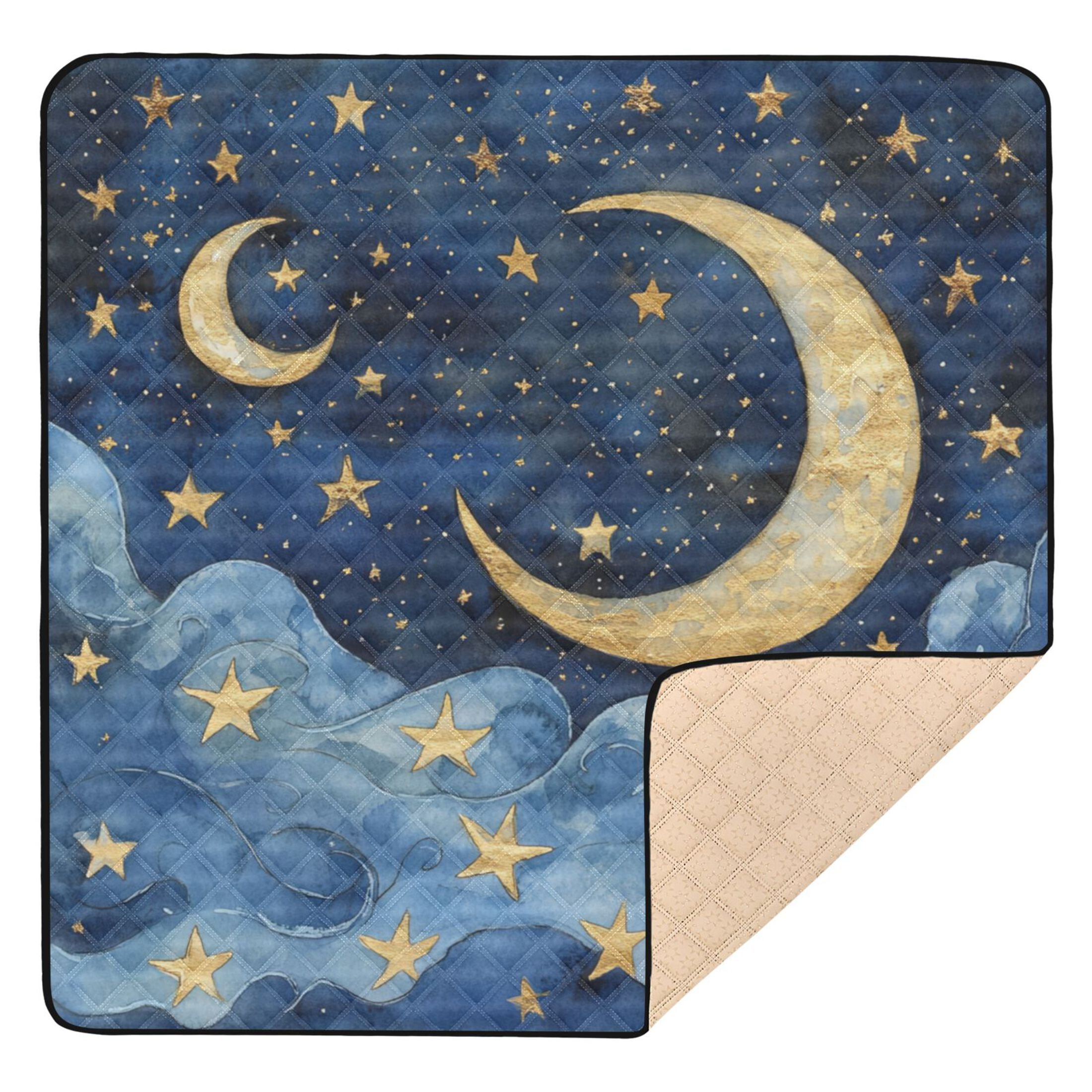 WOBOGO Cloudy Sea Night Sky Baby Playmats Extra Large Waterproof Rollable Activity Pads for Toddlers 50×50inch