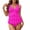 Hot Pink, variant on High Waisted Tankini Swimsuits for Women Flounce Top Tummy Control Bathing Suits Wine