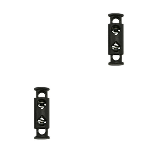 Qarigey Tope de plástico de 100 piezas para ropa, cordones de zapatos, topes de bloqueo, bolsa de Paracord con palanca de frijol de doble negro 12 2.5*0.8 2Conjunto