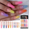 thumbnail image 2 of 20pcs/set Super Long Ballet Coffin Fake Nails Candy Color Nails Rainbow Gradient Trapezoidal Fake Nails Wearable Nails, 2 of 9