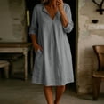 thumbnail image 4 of Dresses for Women Jerdar Womens Linen Shirt Dress Summer Casual Short Sleeve Button Down Beach Cover Up Shirts with Pockets L, 4 of 6