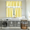 thumbnail image 3 of XWZO Short Kitchen Curtains 3 Pieces Set, Semi Sheer Light Filtering Checkered Tier and Valance Window Curtains Set, Yellow, 52W x 18L (1 Panel) + 26W x 36L (2 Panels), 3 of 8