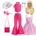 thumbnail image 2 of Disfraz rosa de película para niña, conjunto de ropa con Top estrellado y pantalones, vestido de princesa para fiesta de cumpleaños y Halloween, 2023, 2 of 4