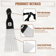 Unique Bargains 3Pcs Metal Hair Pick Metal African Hair Picks for Women and Men 9.06x2.83 6.89x2.20 6.61x2.83