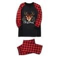thumbnail image 3 of Odeerbi Christmas Pajamas for Family Holiday Plaid Long Sleeve Family Christmas Pajamas Matching Sets Dad Casual Print Loungewear Parent-child Set Two-Piece Sleepwear Xmas PJs Set Black, 3 of 7