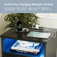 thumbnail image 6 of LGHM Nightstands Set of 2 with Charging Station & LED Light, Bedside Table with 2 Drawers for Bedroom, Living Room, Gray, 6 of 10