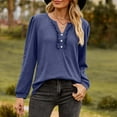thumbnail image 3 of Womens Dressy Sweaters 2025 Fall Winter Long Sleeve Button Down Ruffle Henley Neck Casual Cotton Pullover Tops, 3 of 5