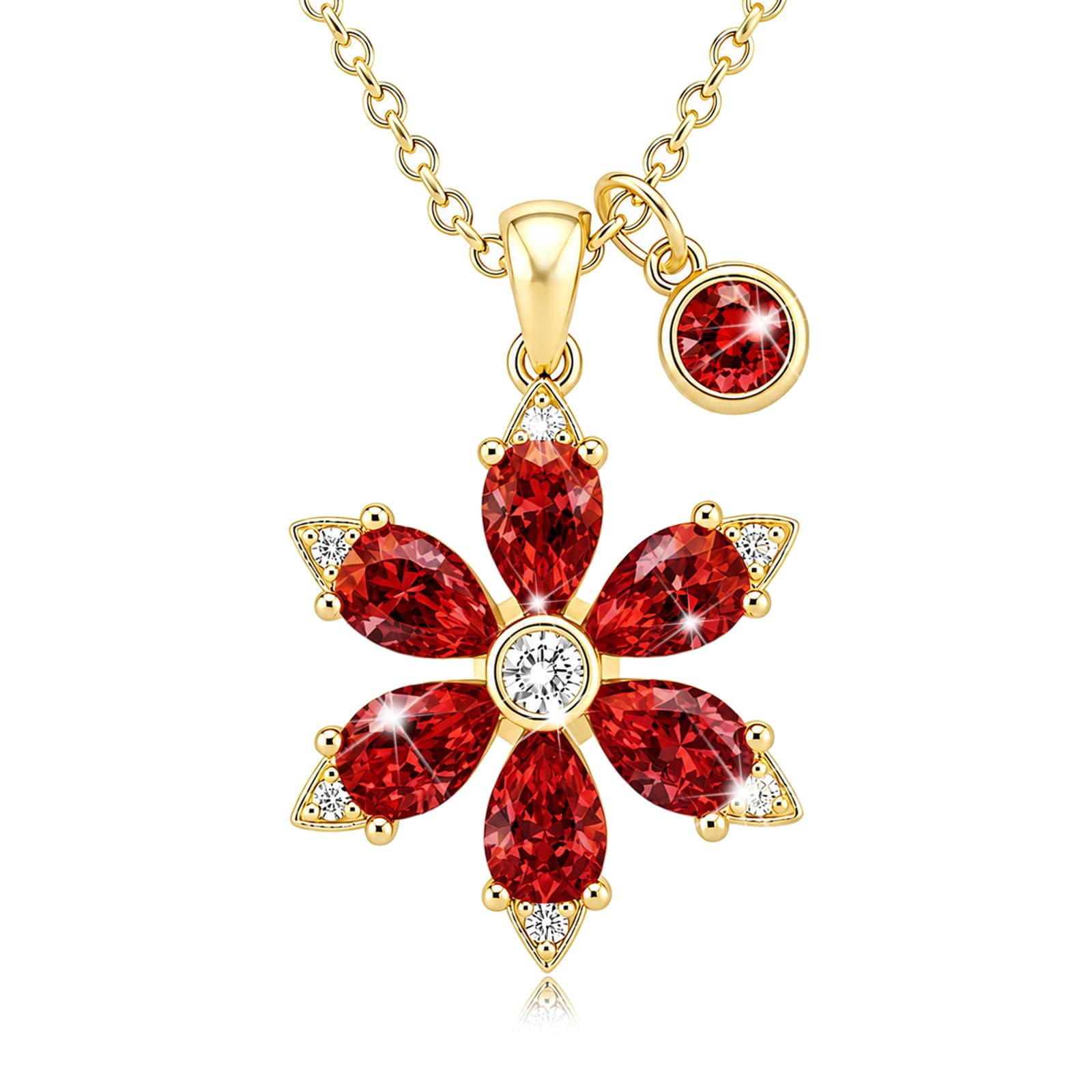HXWZB Flower Birthstone Necklace for Women, Floral Pendant Jewelry