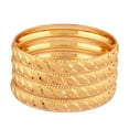 thumbnail image 3 of Efulgenz Indian Bridal Bangle Set Gold Tone Plain Glossy Engraved Bracelet Bangle Jewelry for Women (4 Pcs) Size 2.8, 3 of 6