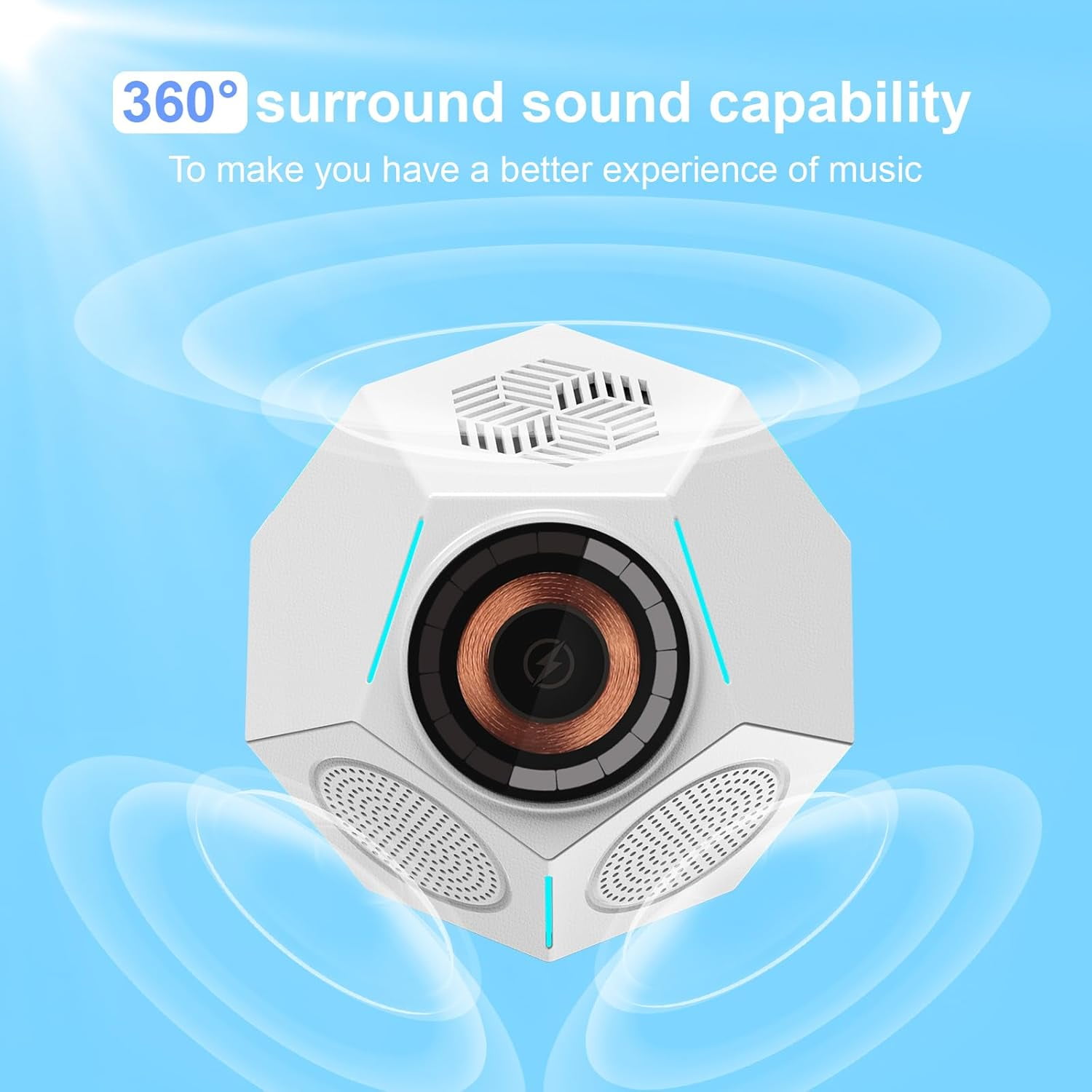 Qoosea Magnetic Wireless Charger Bluetooth Speaker Phone Stand Fast Wireless Charging Station Dock for iPhone Series,Samsung Series and Android