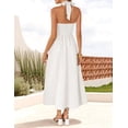 thumbnail image 3 of Vestido de verano ZESICA, sin mangas, halter, midi, playa, marfil, para mujer, 3 of 8