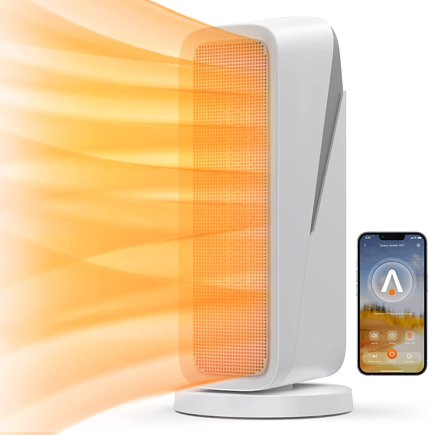 Acekool 1500W Space Heater, 16 WiFi Small Electric Heater Portable 80°  Oscillation Ceramic Heater, 8H Timer Indoor Room Heater, Tip-Over u0026  Overheat Protection, 3 Modes, 24H Auto-Off, 2S Fast Heat - Walmart.com
