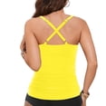thumbnail image 4 of XIAONU Women's Cross-Back Ruched Tankini V-Neck Summer Sea Swim Top, 4 of 5