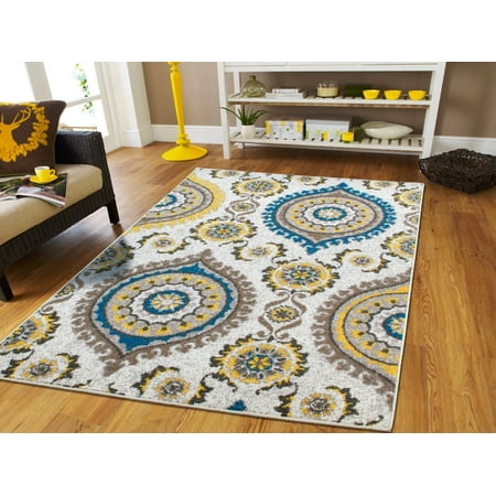 Living Room Rugs8x10 Yellow Gray Blue Brown Ctemporary Rugs for Living Room 8 by 10 under100 Dining Room Rugs for Under the Table (Best Rug For Under Dining Table)