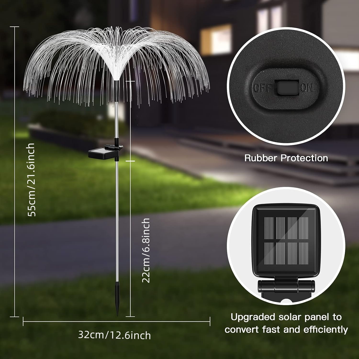 Solar Garden Lights Outdoor Decorations Waterproof, Jellyfish Solar Lights 7 Color Changing Decorative, Solar Stake Light for Garden/Lawn/Patio/Yard/Walkway/ Wedding Decor, 2 PCS
