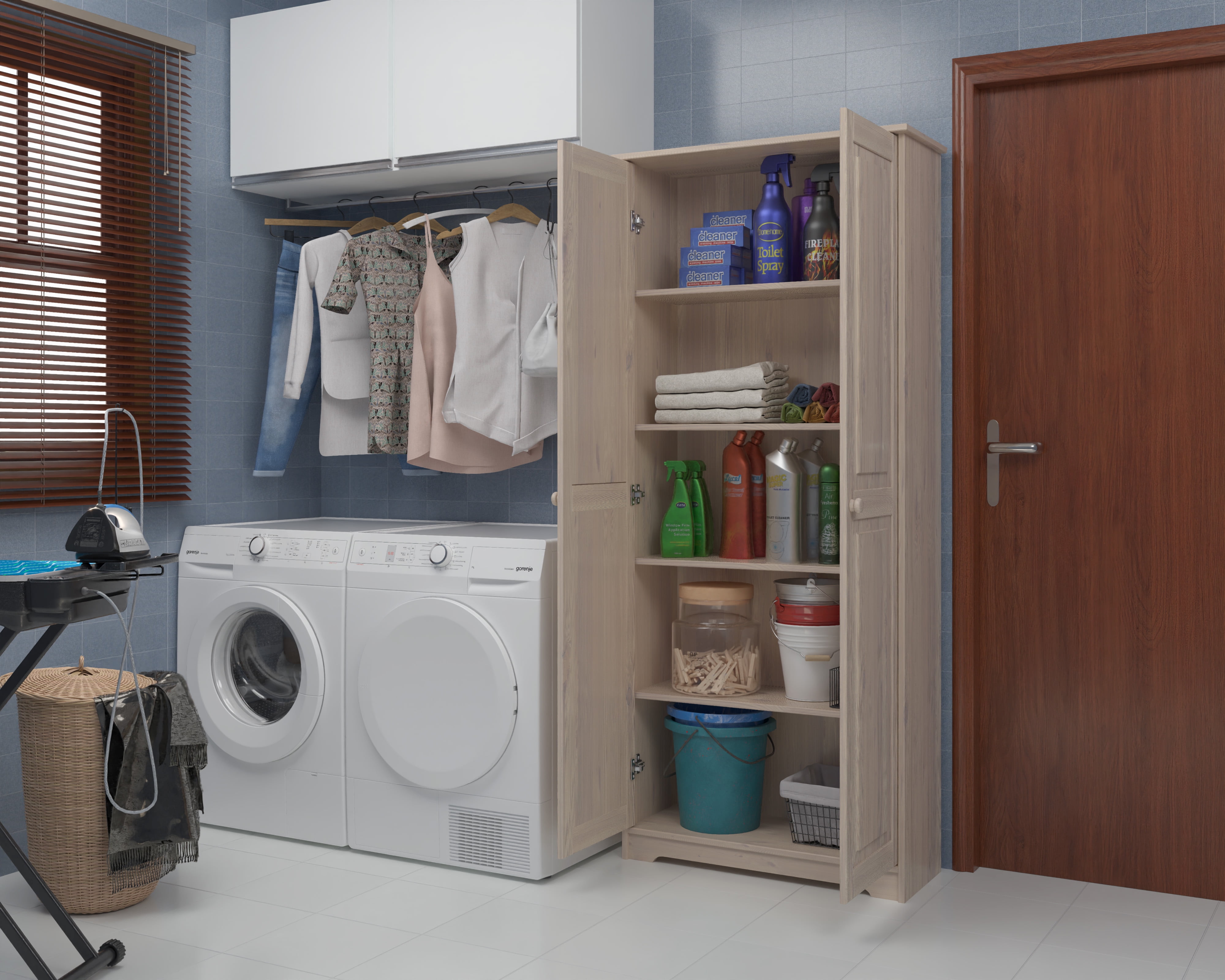 Solid Wood Pantry Storage Cabinet, Freestanding Kitchen Cupboard, Closet with Shelves - 2