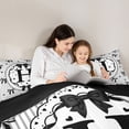 thumbnail image 4 of spefrowx Cute Monogram Bow Twin Comforter Sets for Teens, Princess Stripe Love Heart Bedding Set, Black Reversible, 2-Piece, 1 Comforter and 1 Pillowcase, 4 of 6