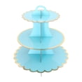 thumbnail image 2 of BiFandian 3-Tier Cardboard Cupcake Stand, Scalloped Edge Disposable Dessert Holder with Carry Handle, Foldable Pastry Display Tray for Birthday Tea Party Wedding and Holiday Snack Serving, 2 of 6