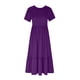 thumbnail image 4 of ICHUANYI Clearance Women's Summer Casual Short Sleeve Crewneck Dress Casual Flowy Tiered Maxi Beach Dress With Pockets(Purple, XL) ICHUANYI WER2023080700913, 4 of 8