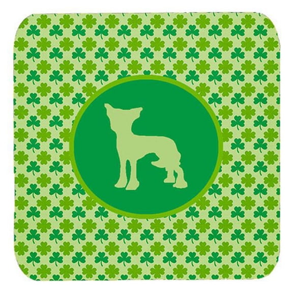 Chinese Crested Lucky Shamrock Foam Coasters, Set Of 4