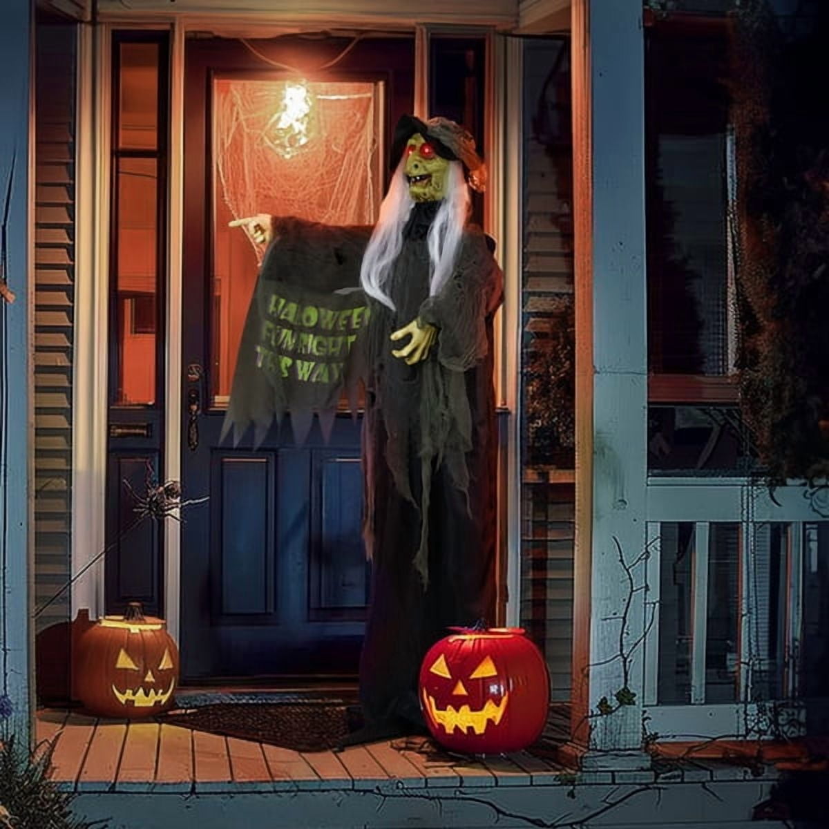 6FT Halloween Standing Decoration - Sensor-Activated (LED Eyes/Sounds/Swaying), Weather-Resistant Synthetic Fiber for Yard/Garden