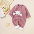 thumbnail image 5 of Hwmodou Boys Jumpsuits Knit Baby Knitted Sweater Romper Bodysuit Solid Long Sleeve Jumpsuit Cute Outfit Fall Winter Pocket Jumpsuit,3-6M, 5 of 9