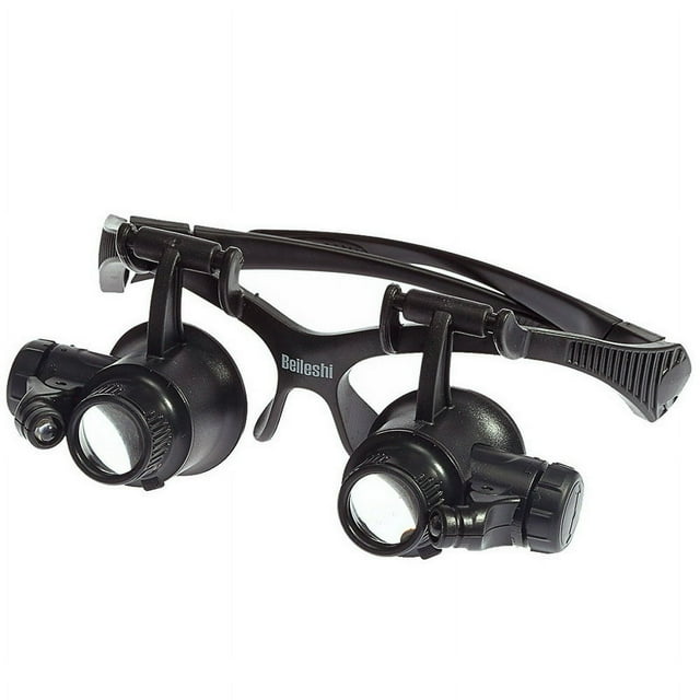 POINTERTECK Loupe à Tête Éclairée avec 8 Paires d'Objectifs Interchangeables (2.5X à 25x) Loupe Loupe de Précision pour les Techniciens Bijoutiers