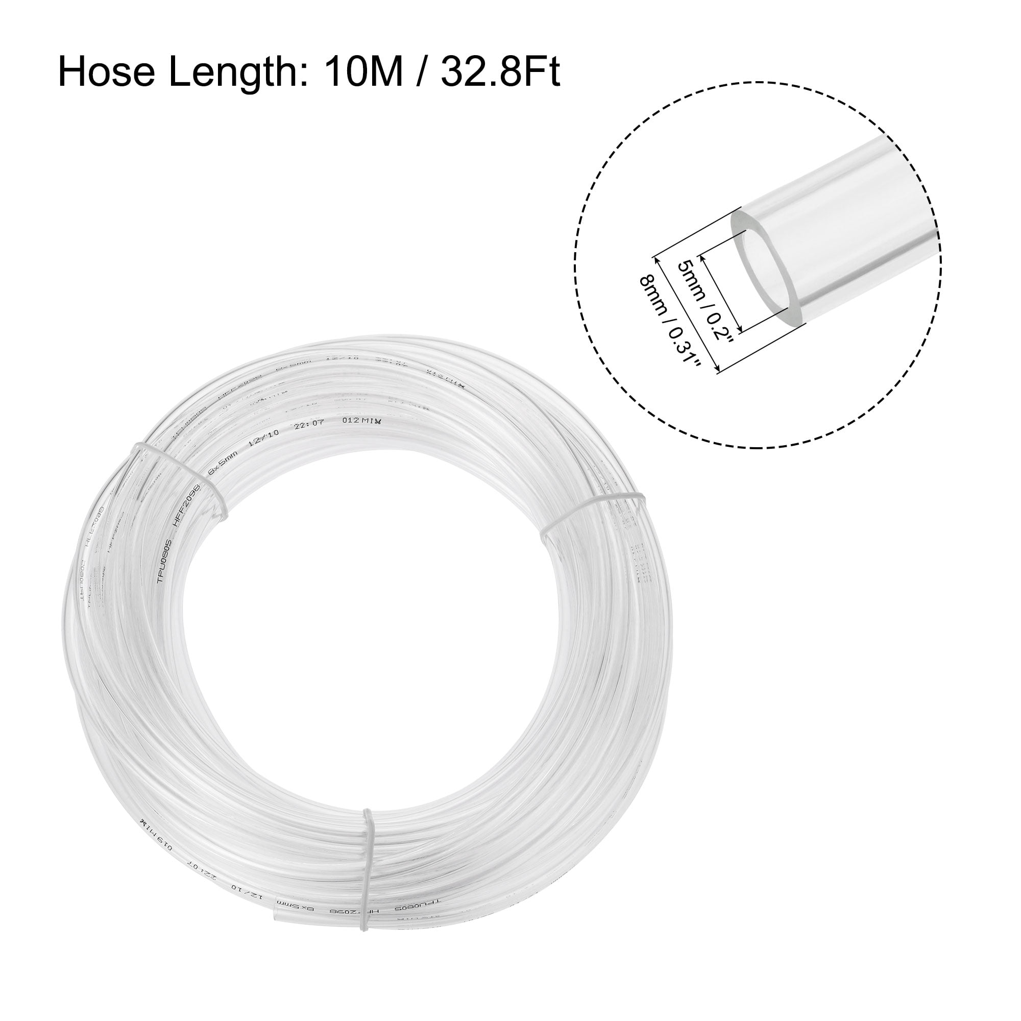 Uxcell 8mm OD PU Air Hose Tubing Kit 10 Meters Clear with 16 Pcs Fittings