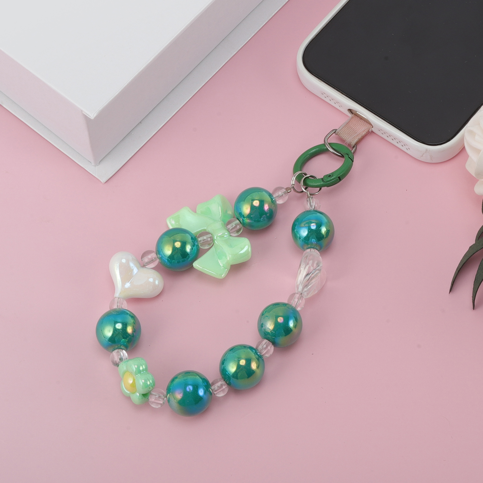 Unique Bargains Durable Bow Phone Charm 1Pc Green