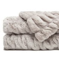 thumbnail image 3 of Chanasya Ruched Royal Faux Fur Throw Blanket - Fuzzy Plush Elegant Blanket for Sofa Chair Couch and Bed with Reversible Velvet Blanket (50x65 Inches) Taupe, 3 of 3