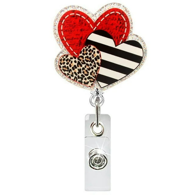 Retractable Glitter Badge Reel Sparkling Pull Tab Accessory Acrylic Badge Holder Reusable ID Card Holder With Clip For Work School Events Parties And More Garland Decorative Tie Chandelier Replacement