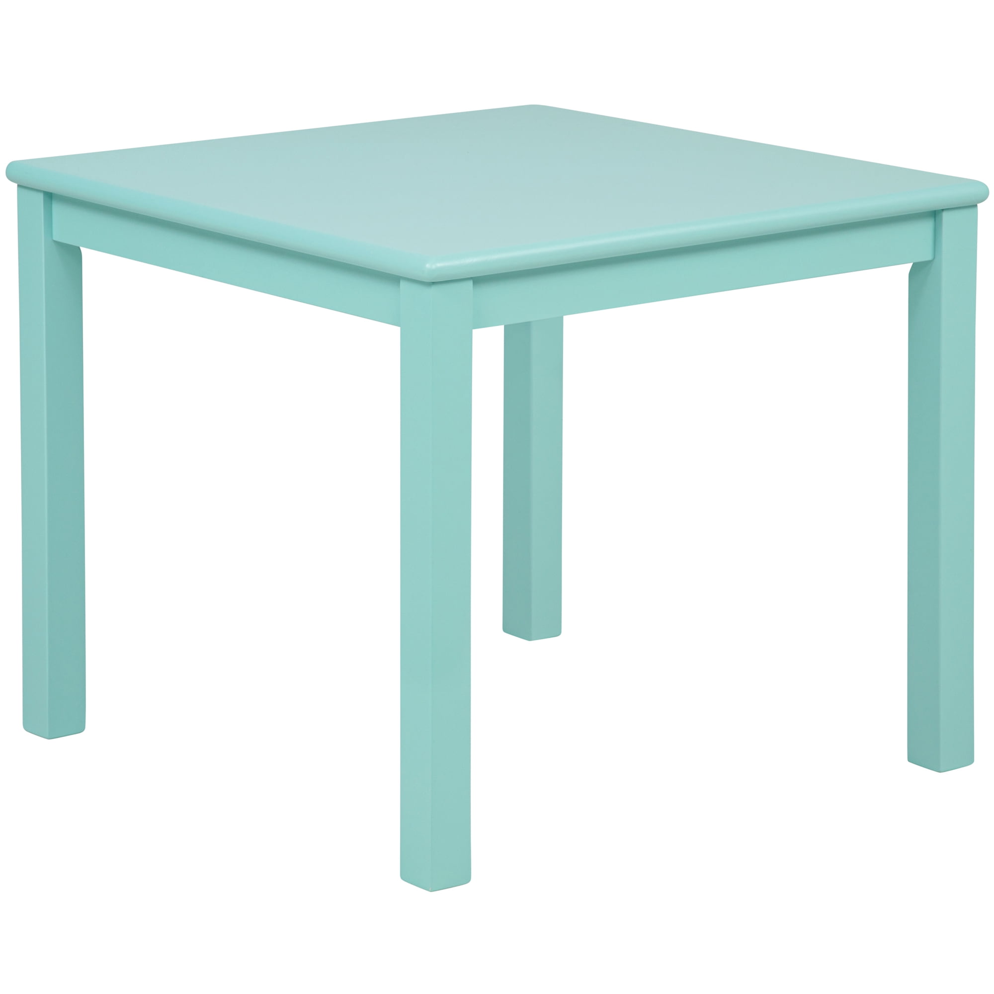 eHemco Solid Hard Wood Kids Table and X-Back Chairs Set (4 Chairs Included), Mint Blue, 5 Piece Set