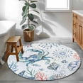 thumbnail image 4 of Round Area Rug 3ft,Summer Sea Crab Coral Washable Carpet Non-Slip Runner Accent Rugs Indoor Floor Mat for Bedroom Living Room Decor,Marine Life on Blue Background, 4 of 9