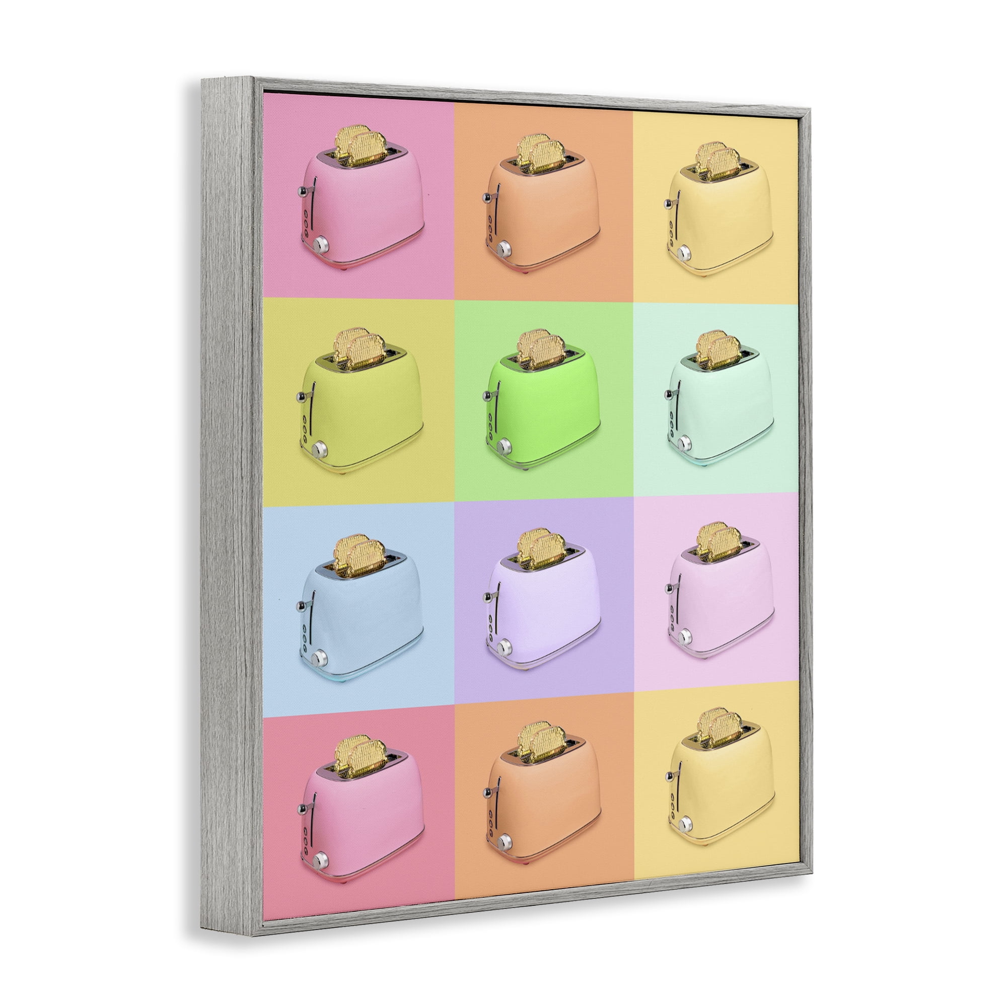 Stupell Industries Golden Disco Toaster Collage Gray Framed Giclee Art, design by LISH Creative