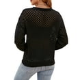 thumbnail image 5 of KelaJuan Women's Hollow Out Sweaters Long Sleeve Round Neck Solid Color Knit Pullover Jumper Tops, 5 of 6