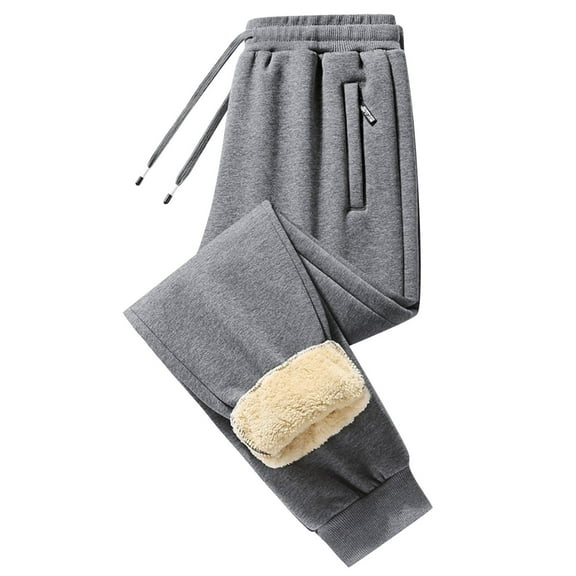 Men's Casual Pants Mens Fashion Casual Loose Solid Color And Thickened Pants Grey L